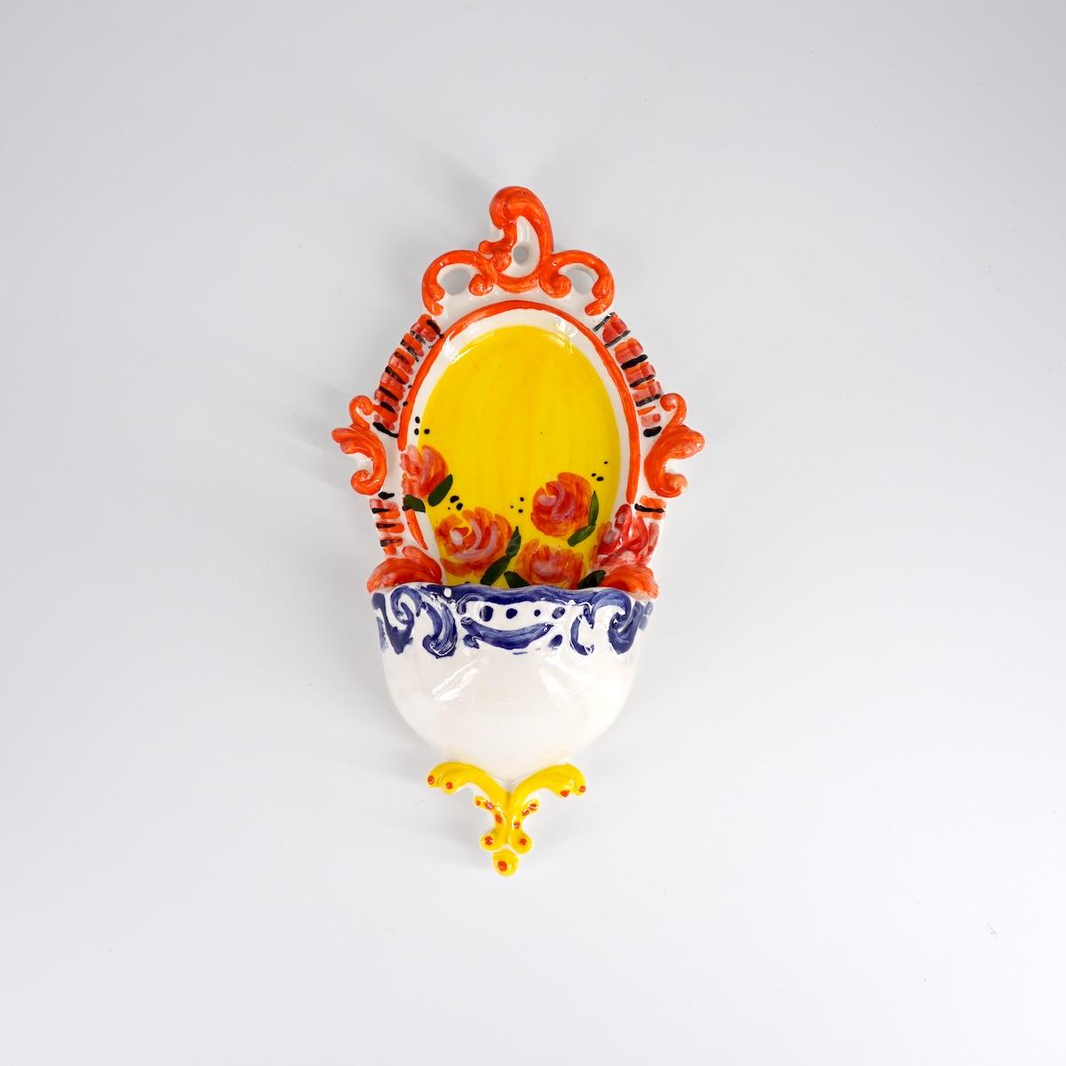 Acquasantiera small barocca BLU, ARANCIO E GIALLO