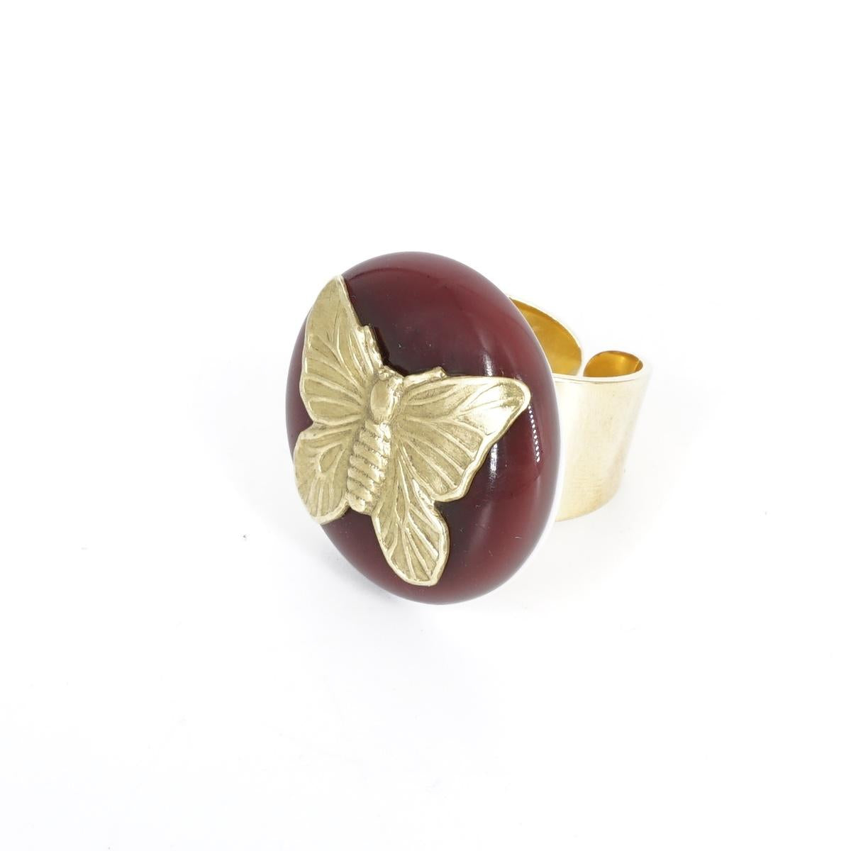 Anello charm FARFALLA PRUGNA ANELLO CHARM FARFALLA PRUGNA VETRO FUSO 