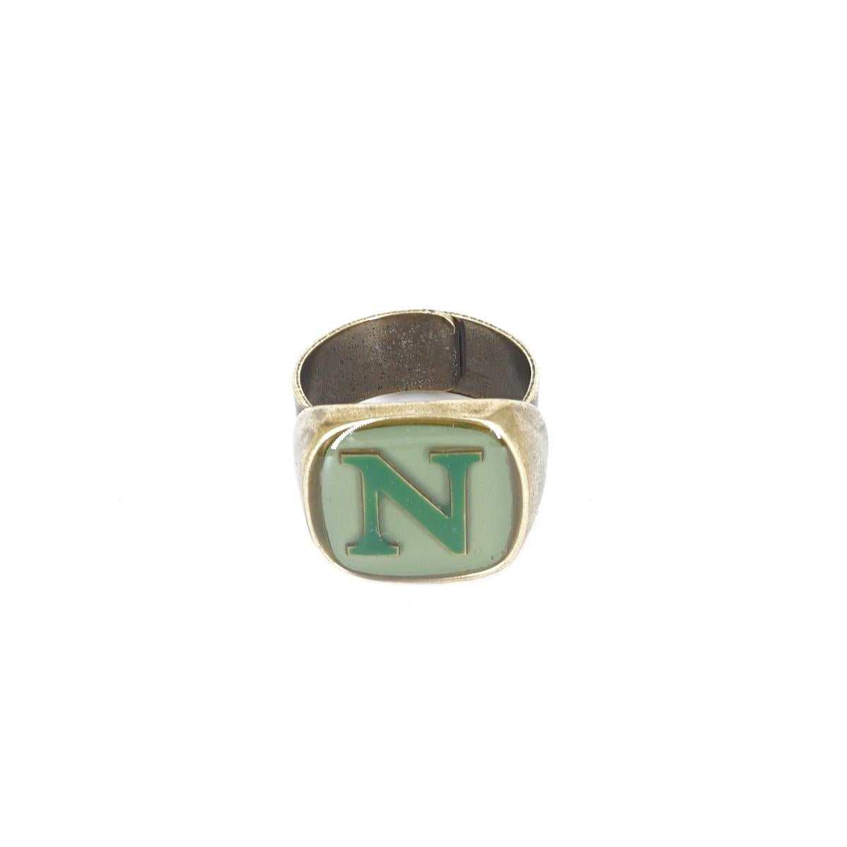 ANELLO LETTERA N VERDE MENTA ANELLO LETTERA N VERDE MENTA E VERDE BOSCO UNIQUE UNCONVENTIONAL DETAILS 