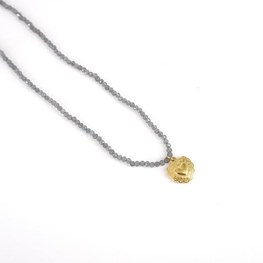 COLLANA EX VOTO CRISTALLI GRIGI
