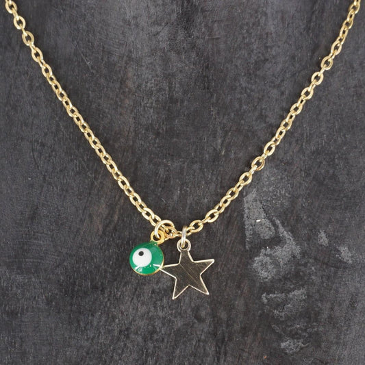 COLLANA CATENINA OCCHIETTO VERDE E STELLINA