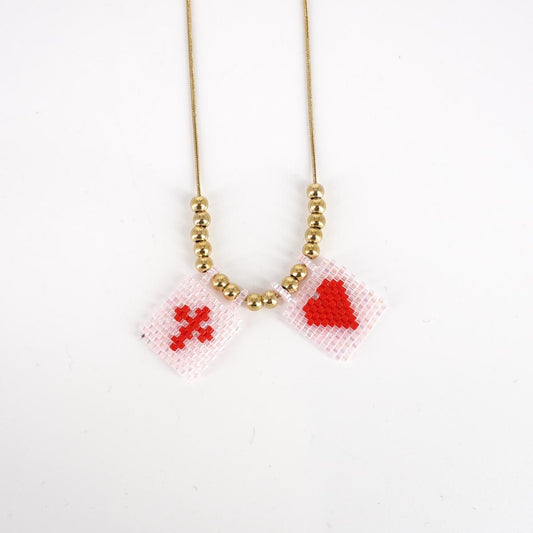 Collana TELAIO DOPPIO catenina ROSA E ROSSO