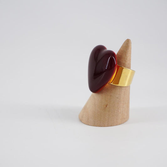 VETRO FUSO ANELLO CUOREDARK RED
