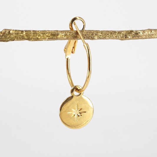 Wind Rose Coin Hoop Earring