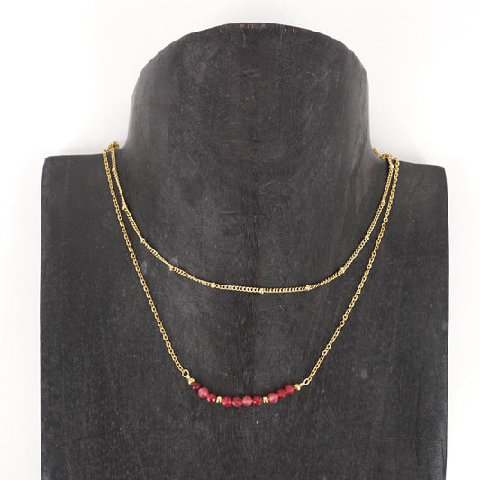 COLLANA DOPPIA CON PERLINE MAGENTA