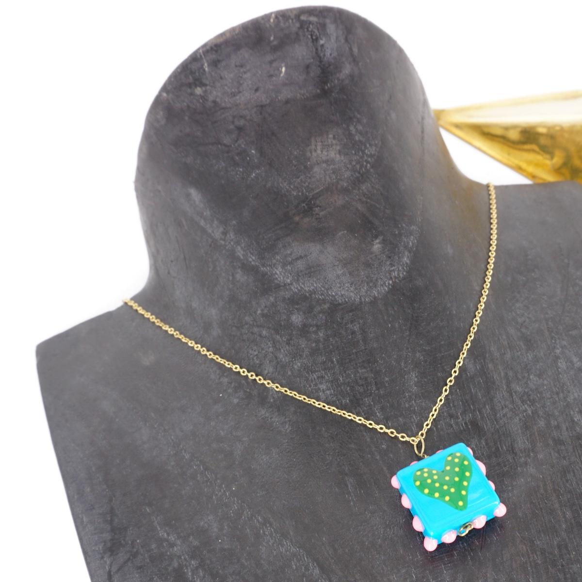 Collana VETRO CUORE AZZURRO COLLANA CHARM VETRO CUORE AZZURRO SVEVA 