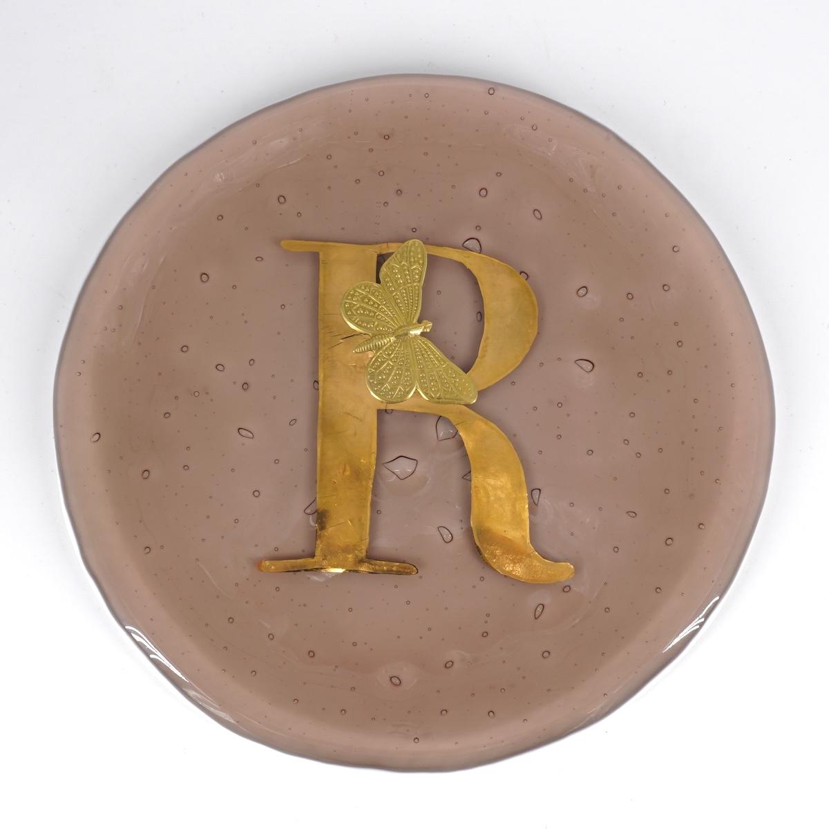 PIATTO LETTERA+CHARMR ROSA