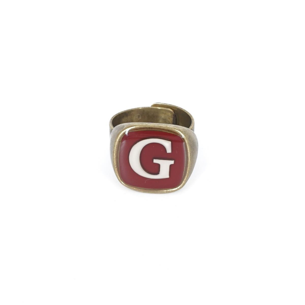 ANELLO LETTERA G BORDEAUX ANELLO LETTERA G BORDEAUX E AVORIO UNIQUE UNCONVENTIONAL DETAILS 