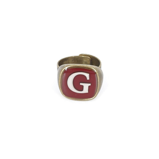 ANELLO LETTERA G BORDEAUX ANELLO LETTERA G BORDEAUX E AVORIO UNIQUE UNCONVENTIONAL DETAILS 