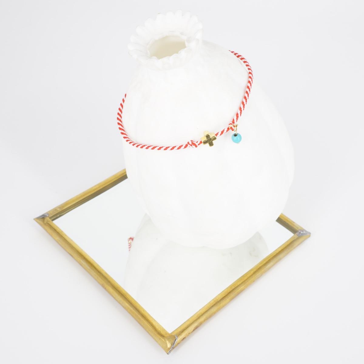 BRACCIALE CORDINO PIETRA AZZURRA E CROCE BRACCIALETTO CORDINO PIETRA AZZURRA CROCE SOPHIE GIOIELLI 