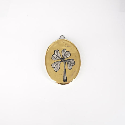 Ovalino QUADRIFOGLIO fondo oro liscio