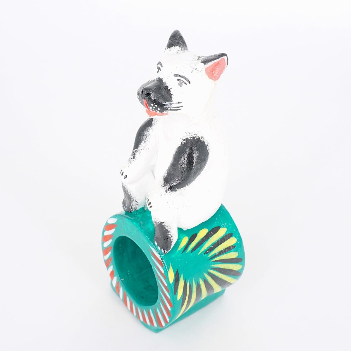 PORTA TOVAGLIOLO GATTO BIANCO/NERO BASE VERDE P.T. GATTO BIANCO/NERO BASE VERDE ORTEGA'S 