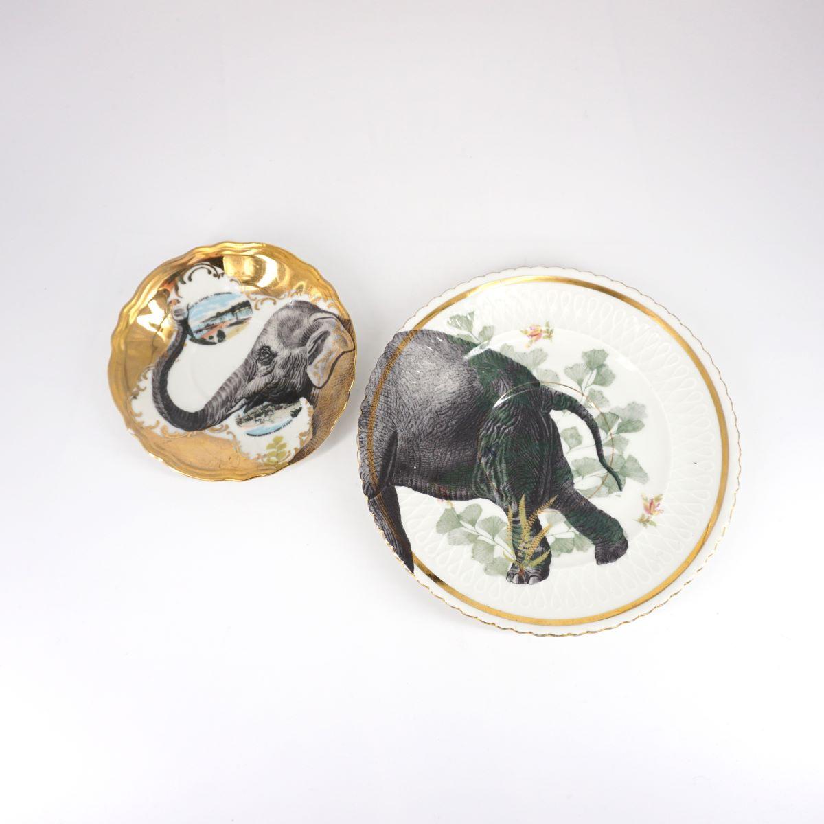 Pair of ELEPHANT tea and coffee plates