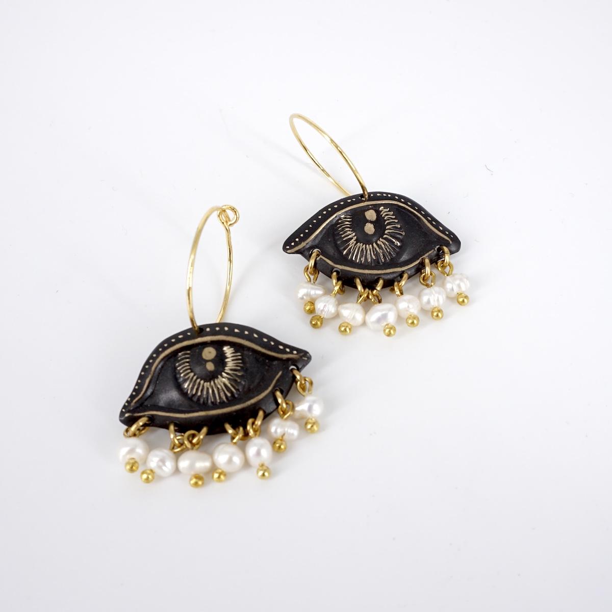 ORECCHINI OCCHIO PICCOLO CON PERLE