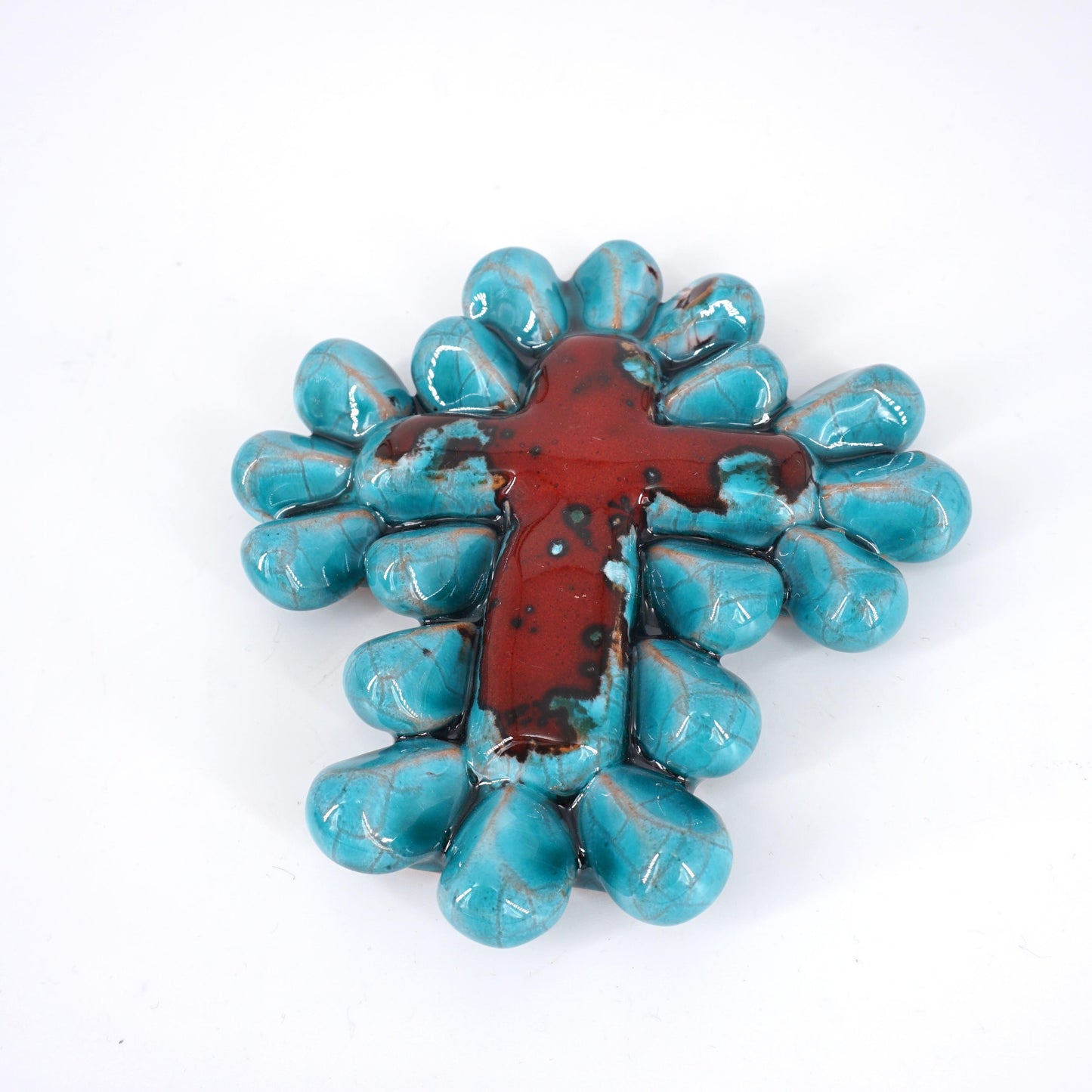 Croce GOCCE ROSSO/VERDE ACQUA