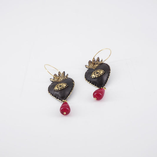 EX VOTO EARRINGS WITH RED STONE