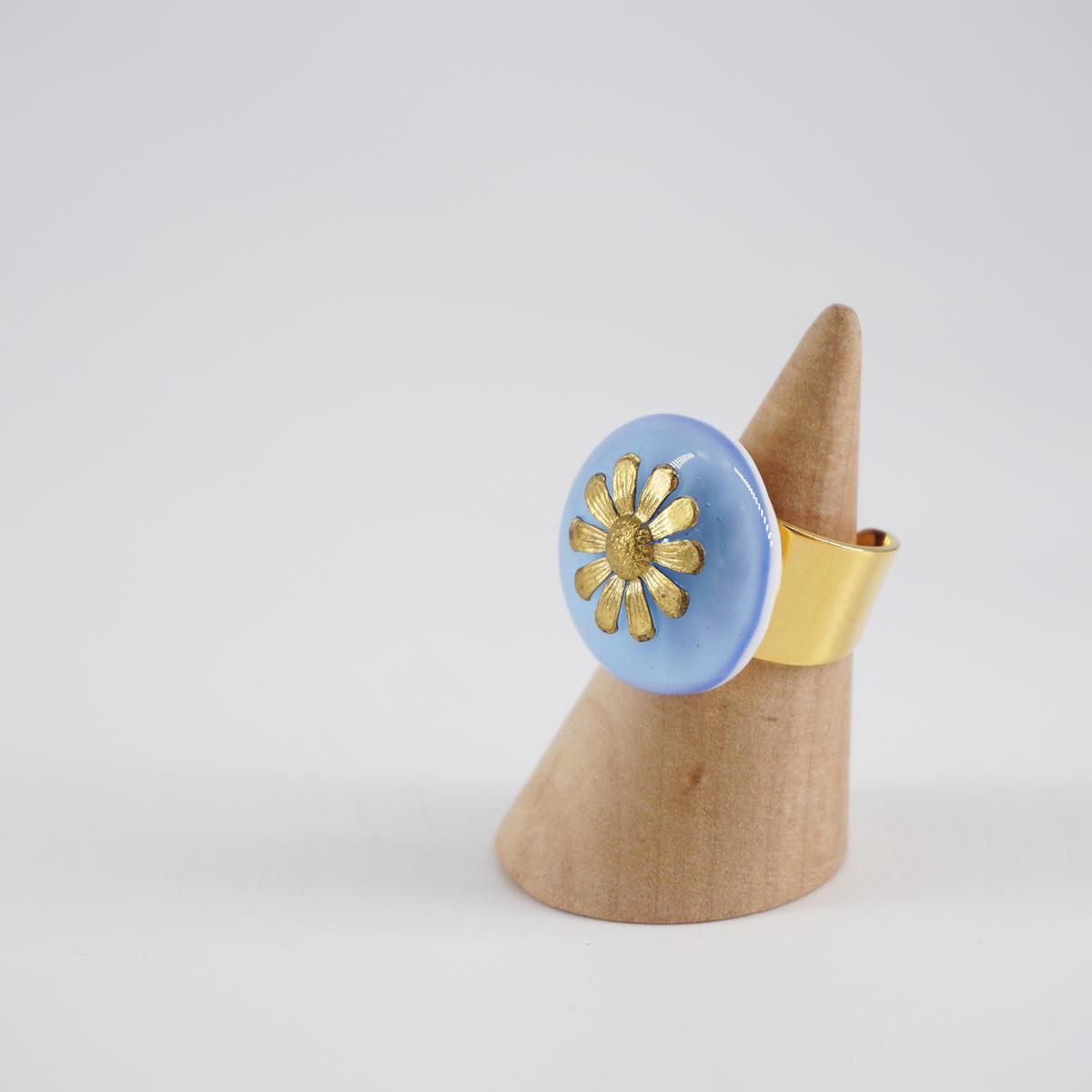 Anello charm FIORE LAVANDA CHIARO ANELLO CHARM FIORE LAVANDA CHIARO VETRO FUSO 