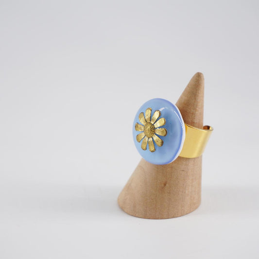 Anello charm FIORE LAVANDA CHIARO ANELLO CHARM FIORE LAVANDA CHIARO VETRO FUSO 