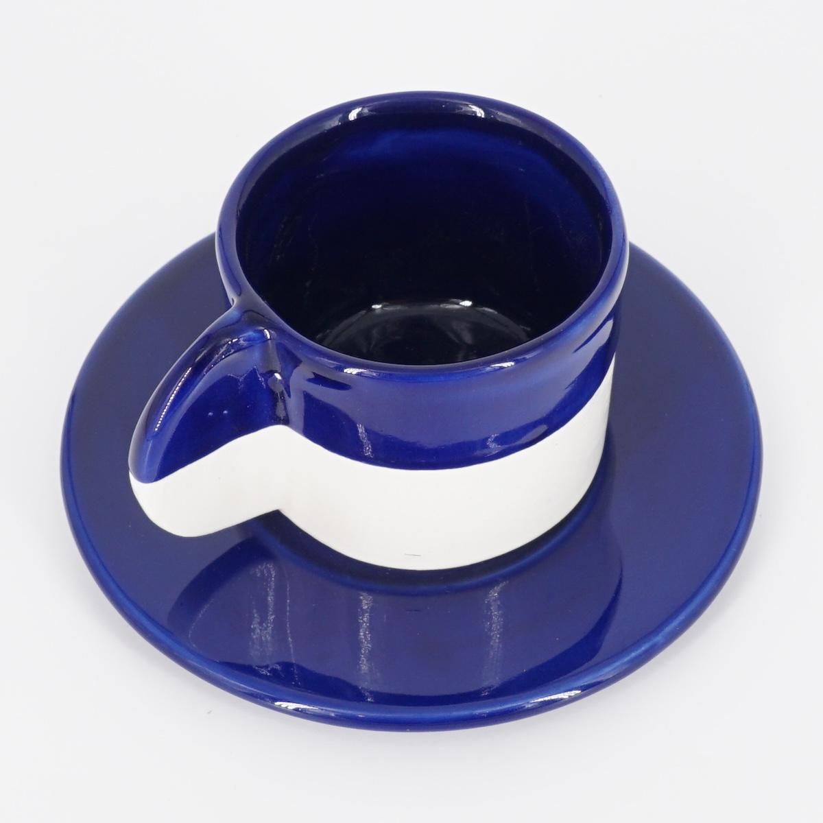 TAZZINA CAFFè CON PIATTINO BICOLORE BLU TAZZINA CAFFÈ BICOLORE BLU NICOLE 