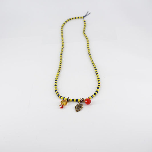 Blue/yellow multicharms necklace