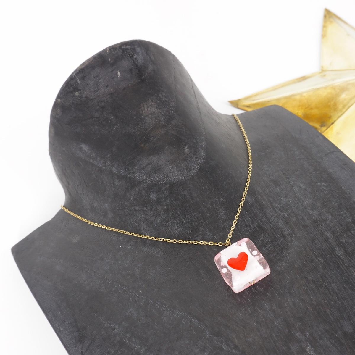 Collana vetro CUORE ROSA COLLANA CHARM VETRO CUORE ROSA SVEVA 