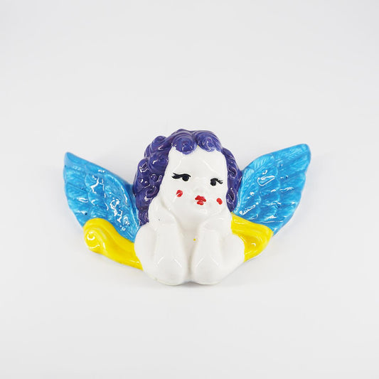 Angel YELLOW RIBBON blue wings and blue hair