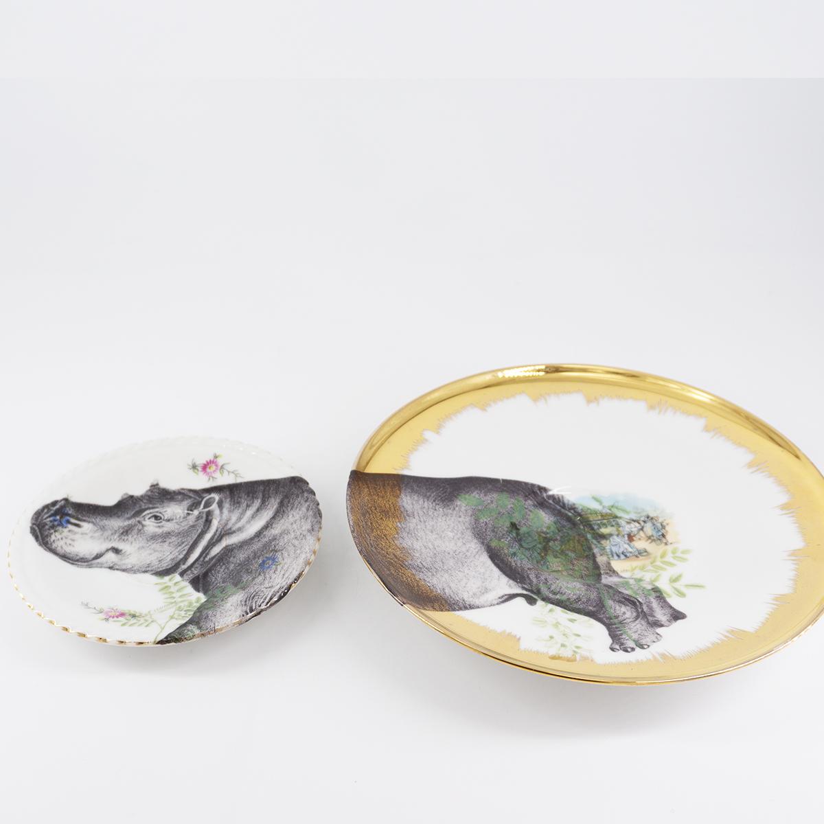 Pair of HIPPO tea plates