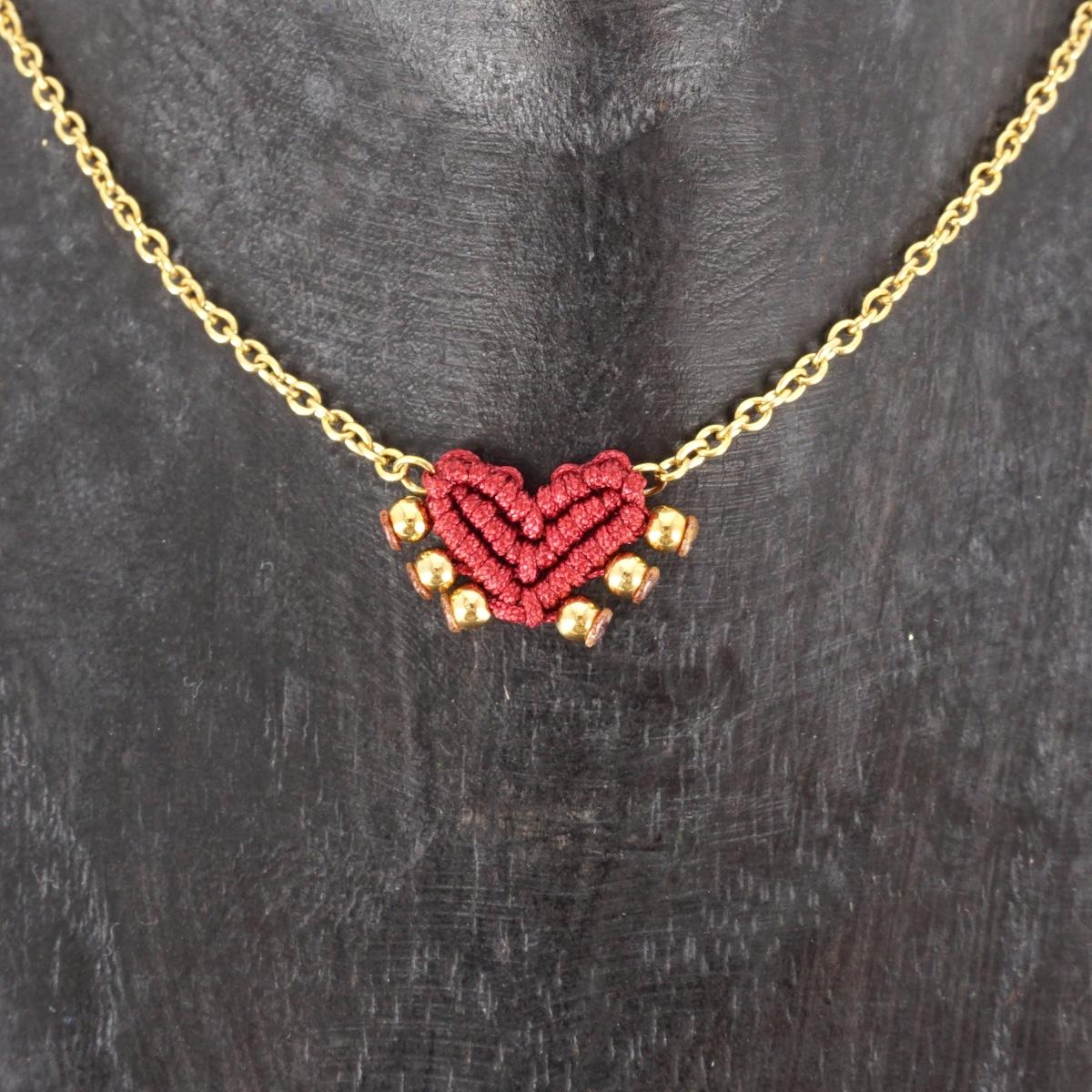 Collana CUORE SACRO borchie BORDEAUX COLLANA CUORE SACRO BORCHIE BORDEAUX NOMADEA 
