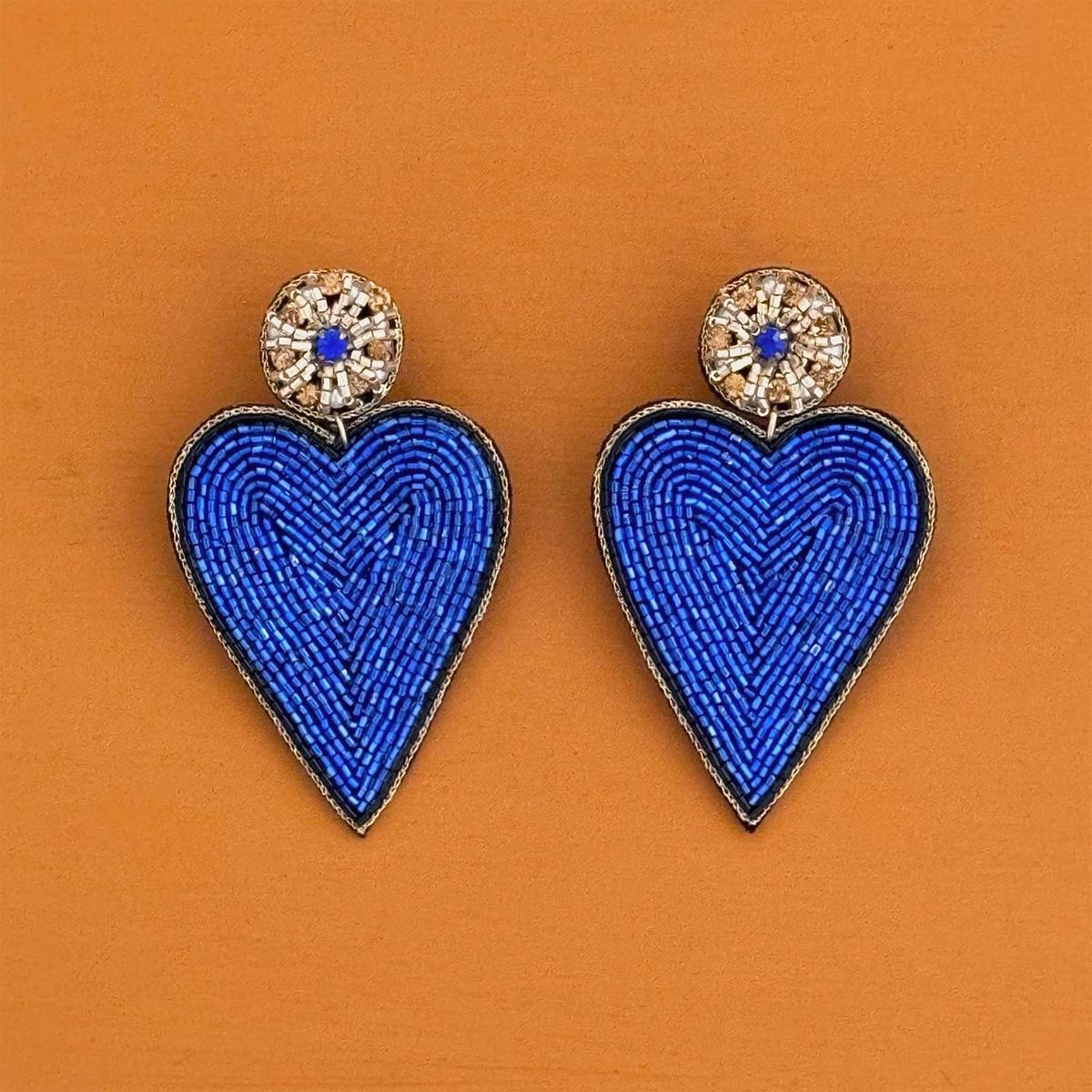 Blue heart earrings