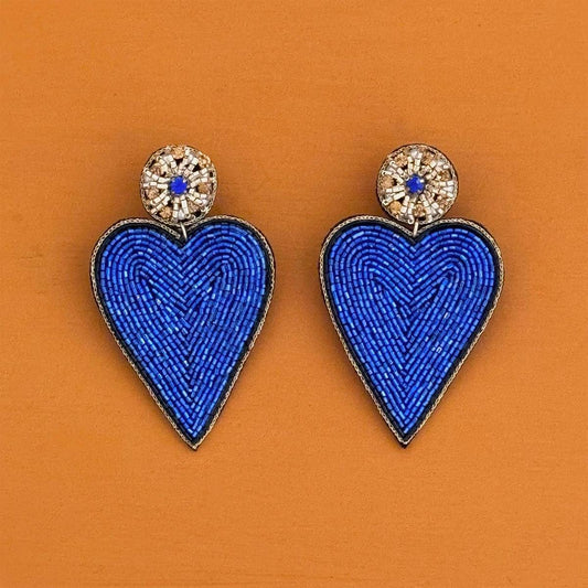 Blue heart earrings