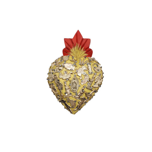 Cuore in legno giallo - medium CUORE LEGNO GIALLO MEDIUM  ARTE FASHION MEXICO