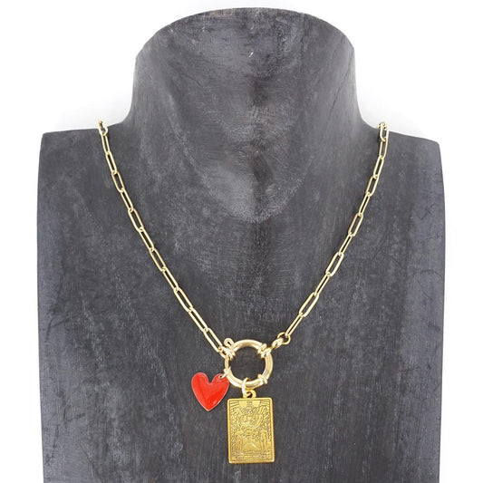 Catena con chiusura frontale THE LOVERS CATENA CHIUSURA FRONTALE TAROCCO THE LOVERS E CUORE SVEVA 