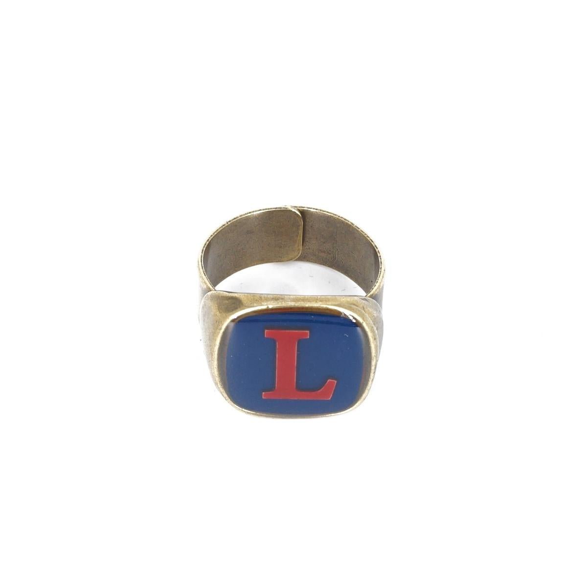 ANELLO LETTERA L BLU ANELLO LETTERA L BLU E BORDEAUX UNIQUE UNCONVENTIONAL DETAILS 