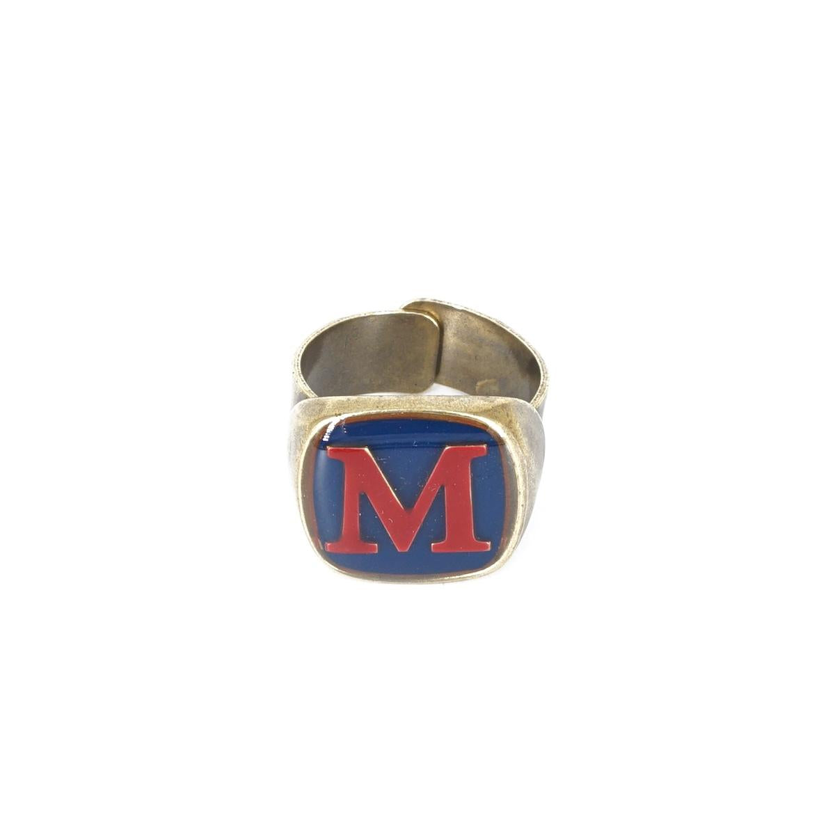 ANELLO LETTERA M BLU ANELLO LETTERA M BLU E BORDEAUX UNIQUE UNCONVENTIONAL DETAILS 