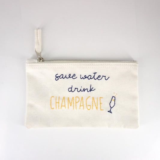 Piattina ricamata SAVE WATER DRINK CHAMPAGNE