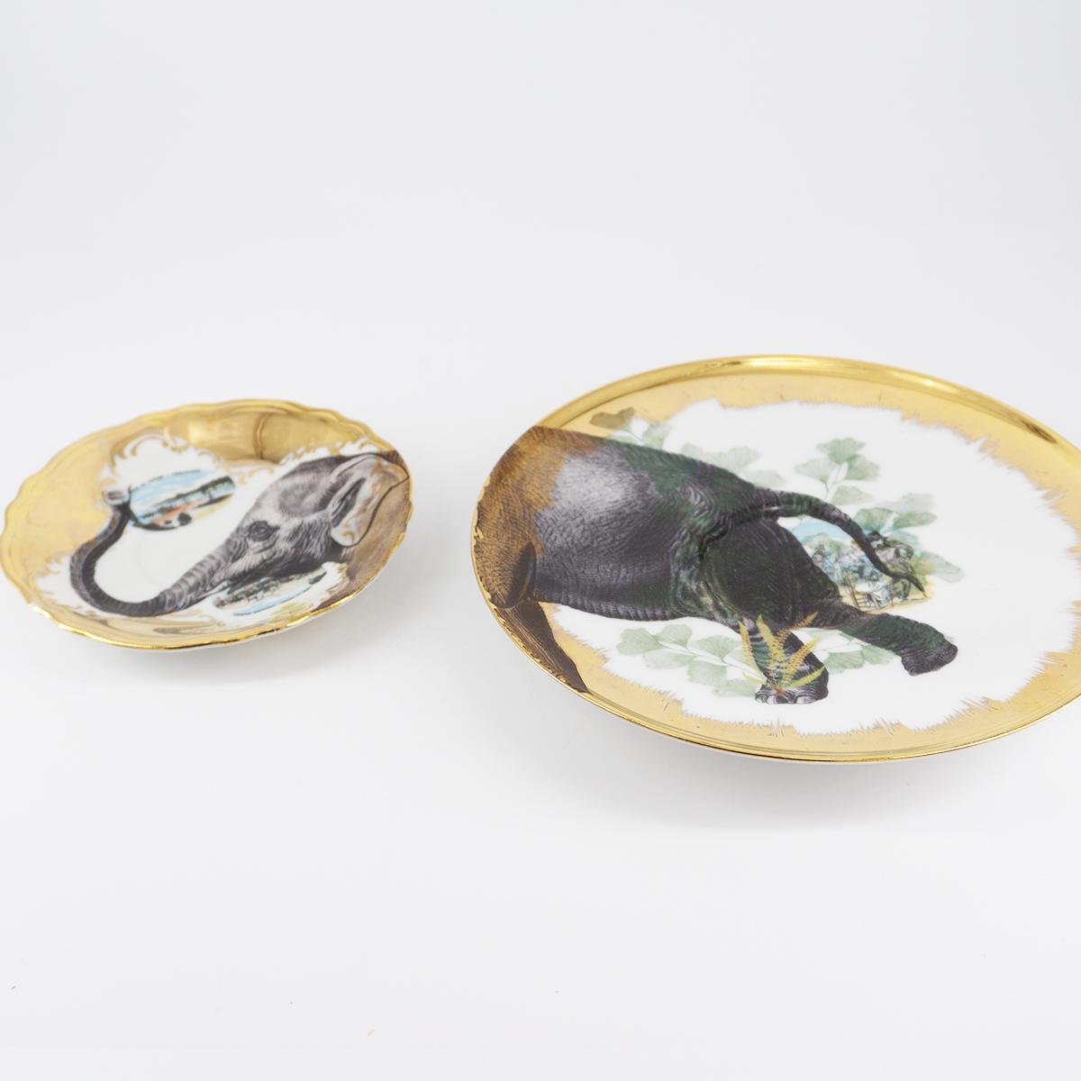 Pair of ELEPHANT tea and coffee plates