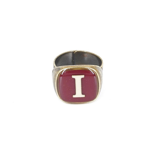 ANELLO LETTERA I BORDEAUX ANELLO LETTERA I BORDEAUX E AVORIO UNIQUE UNCONVENTIONAL DETAILS 