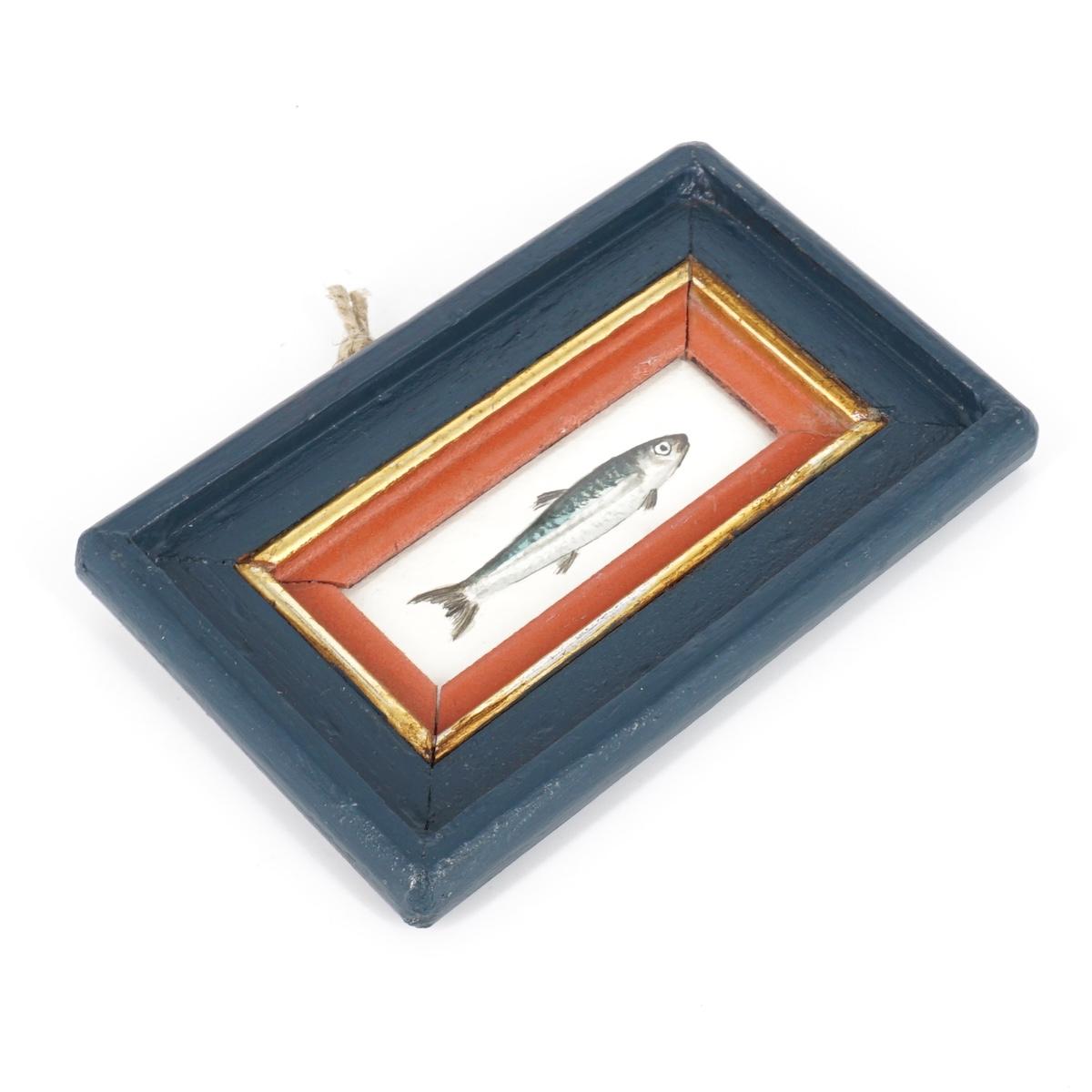 Quadretto SARDINA SARDINA CORNICE BLU E ROSSA  CATERINA BERTA 