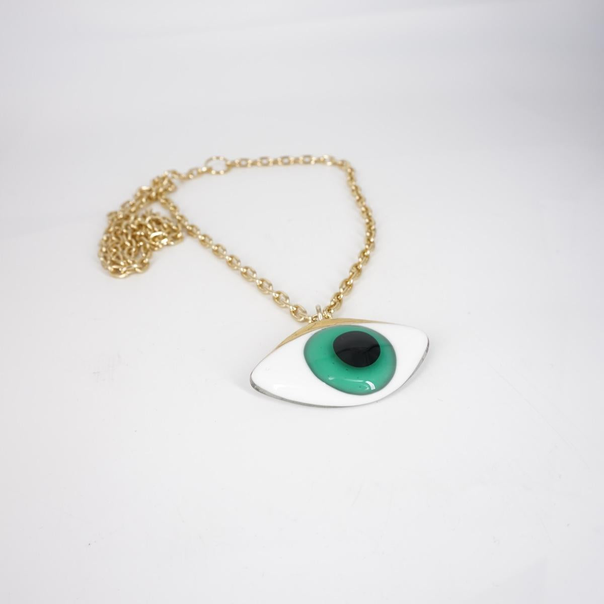 Collana occhio large VERDE ACQUA<BR/> COLLANA OCCHIO LARGEVERDE ACQUA VETRO FUSO 