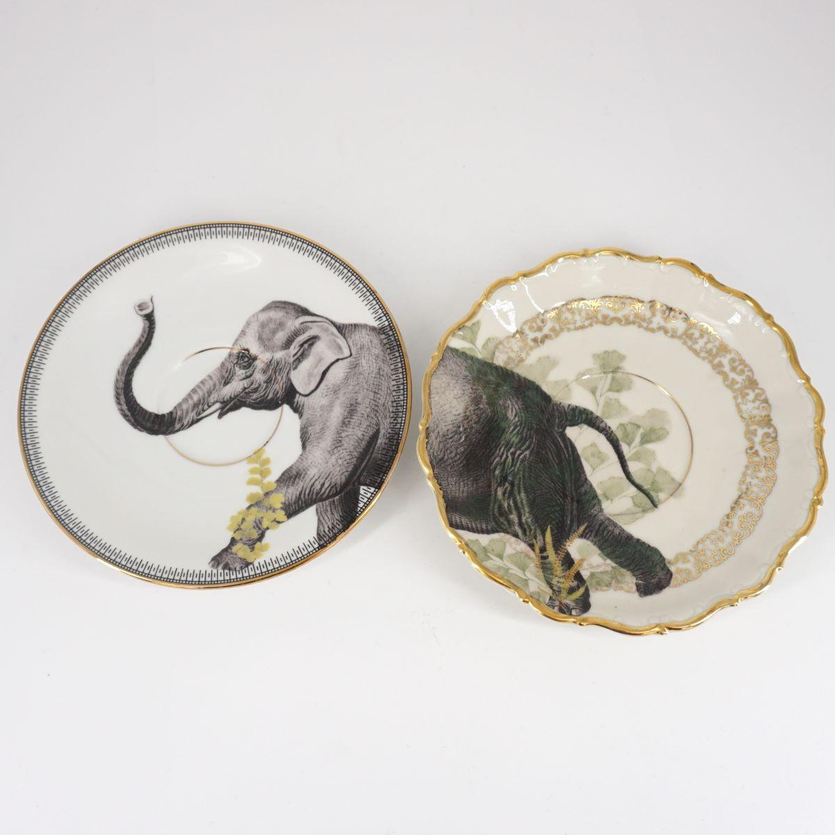 Pair of ELEPHANT tea plates