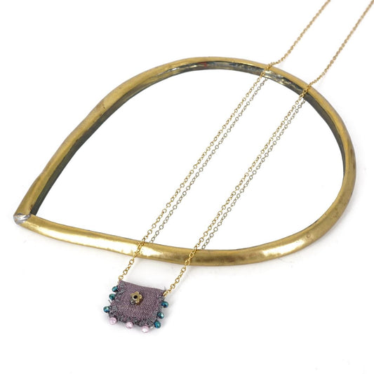  COLLANA SETA FIORELLINO VIOLA EIKOSITRIA 