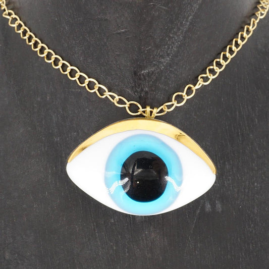 Collana occhio medium AZZURRO COLLANA OCCHIO MEDIUMAZZURRA VETRO FUSO 