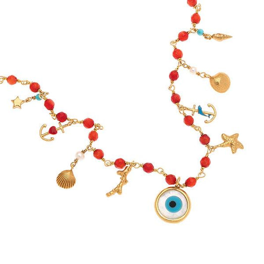 Red Rosary Necklace EYE