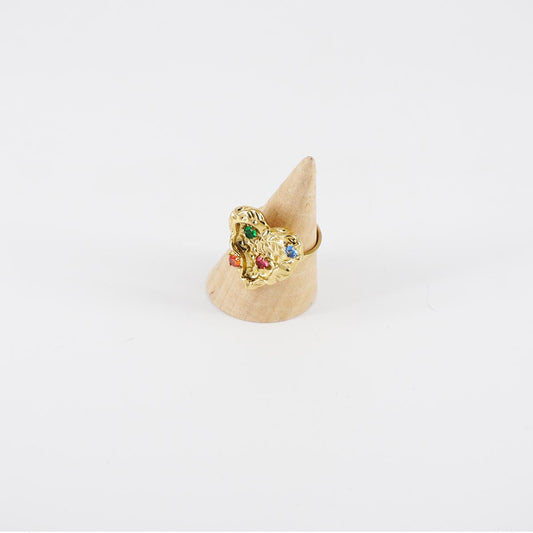 Anello CUORE DEFORME STRASS MULTICOLOR