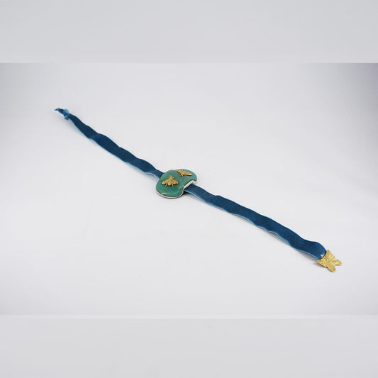 Bracciale velluto API AZZURRO