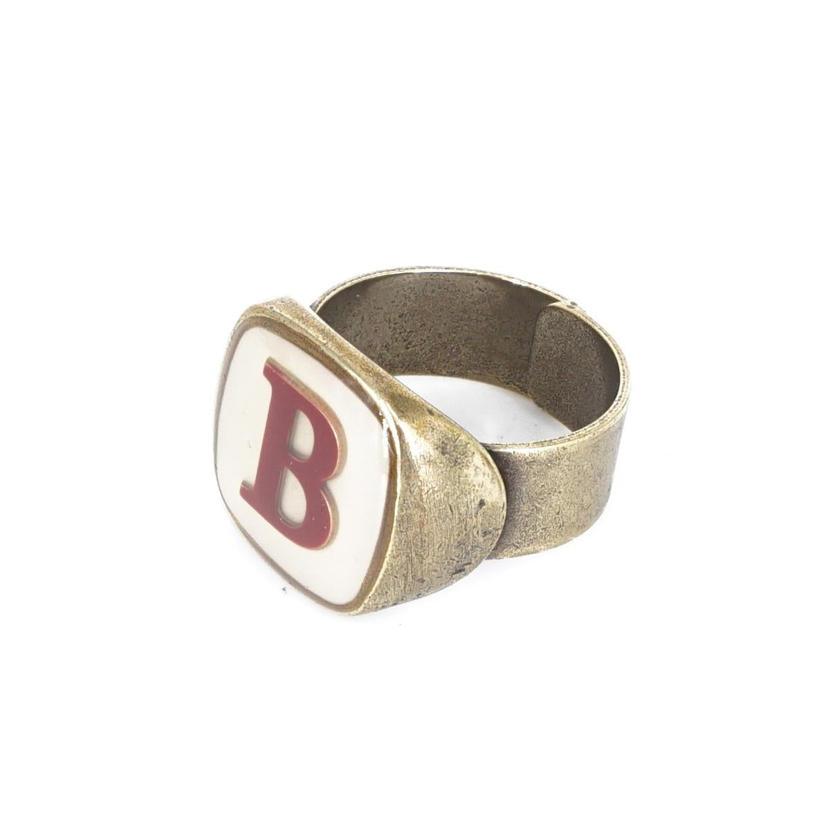 ANELLO LETTERA B AVORIO ANELLO LETTERA B AVORIO E BORDEAUX UNIQUE UNCONVENTIONAL DETAILS 