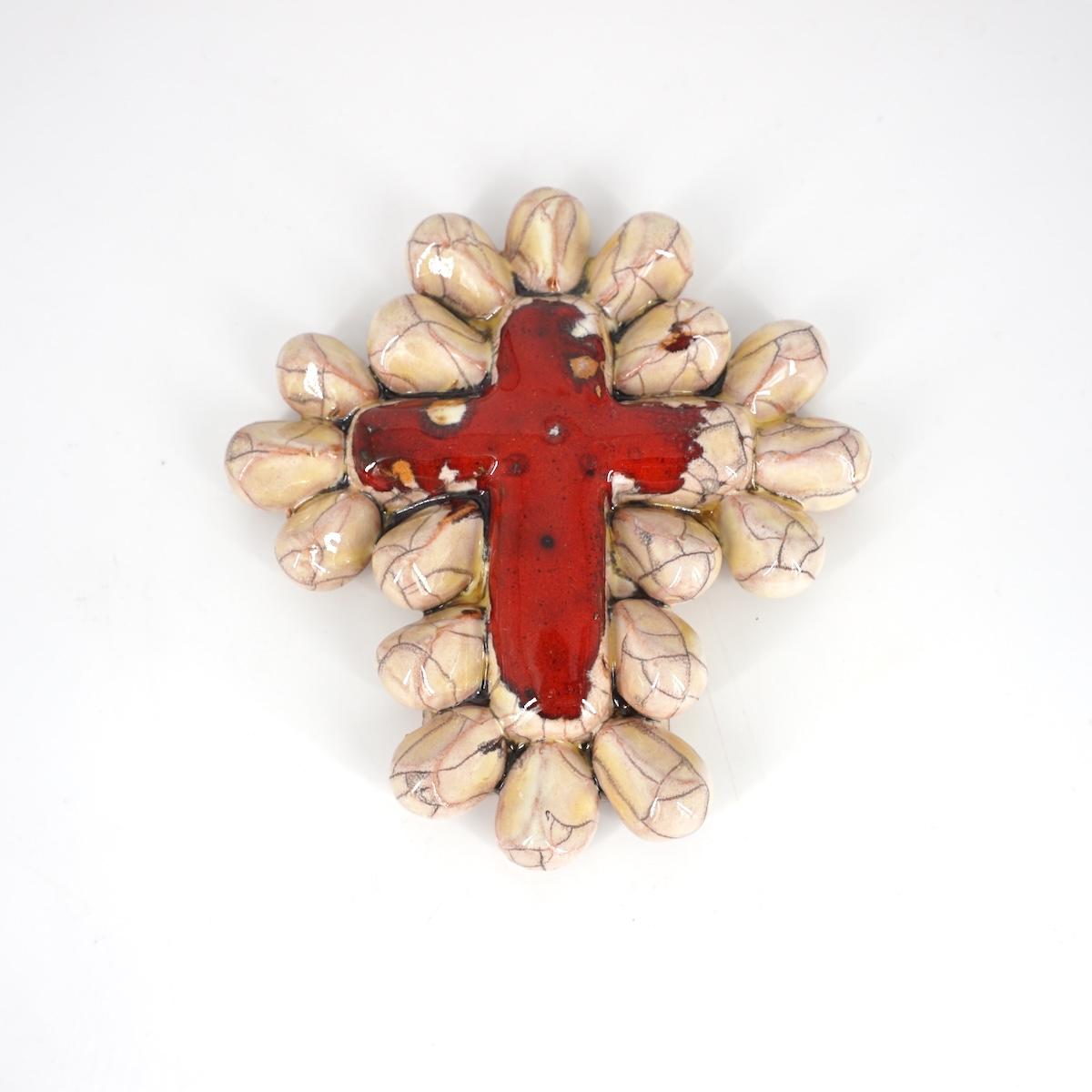 Croce GOCCE ROSSO/BEIGE