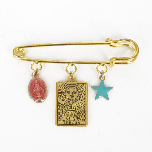 SPILLA CON CHARMS TAROCCO THE SUN SPILLA 3 CHARMS TAROCCO THE SUN SOPHIE GIOIELLI 