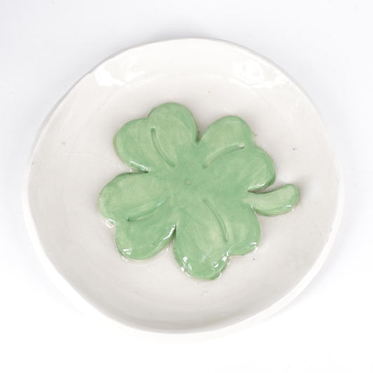Piattino in ceramica QUADRIFOGLIO VERDE MENTA