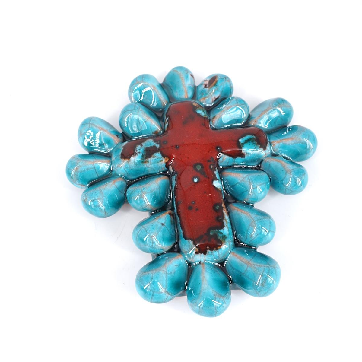 Croce GOCCE ROSSO/VERDE ACQUA